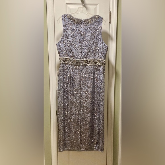 ⭐️⭐️ MAC DUGGAL EMBELLISHED SLEEVELESS HIGH NECK MIDI DRESS NWOT 10 - Picture 9 of 13